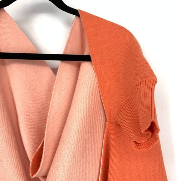 MerSea Coral Pink Fringe Charleston The Anywhere Wrap Sweater Poncho Reversible - Picture 3 of 6